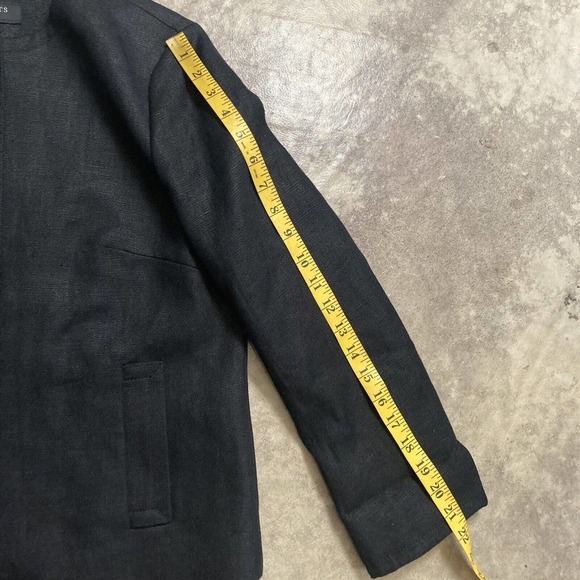 Talbots Blazer‎ Womens 10P Linen Black Collarless 4 Button Front Lightweight - Picture 3 of 9